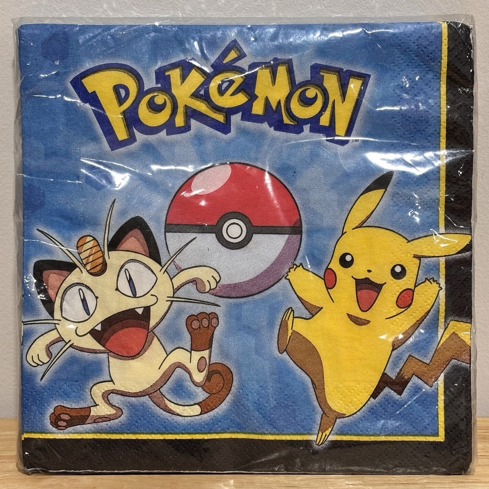 16 2-PLY Pokémon Pikachu Meowth Designware Luncheon Napkins New Birthday Party